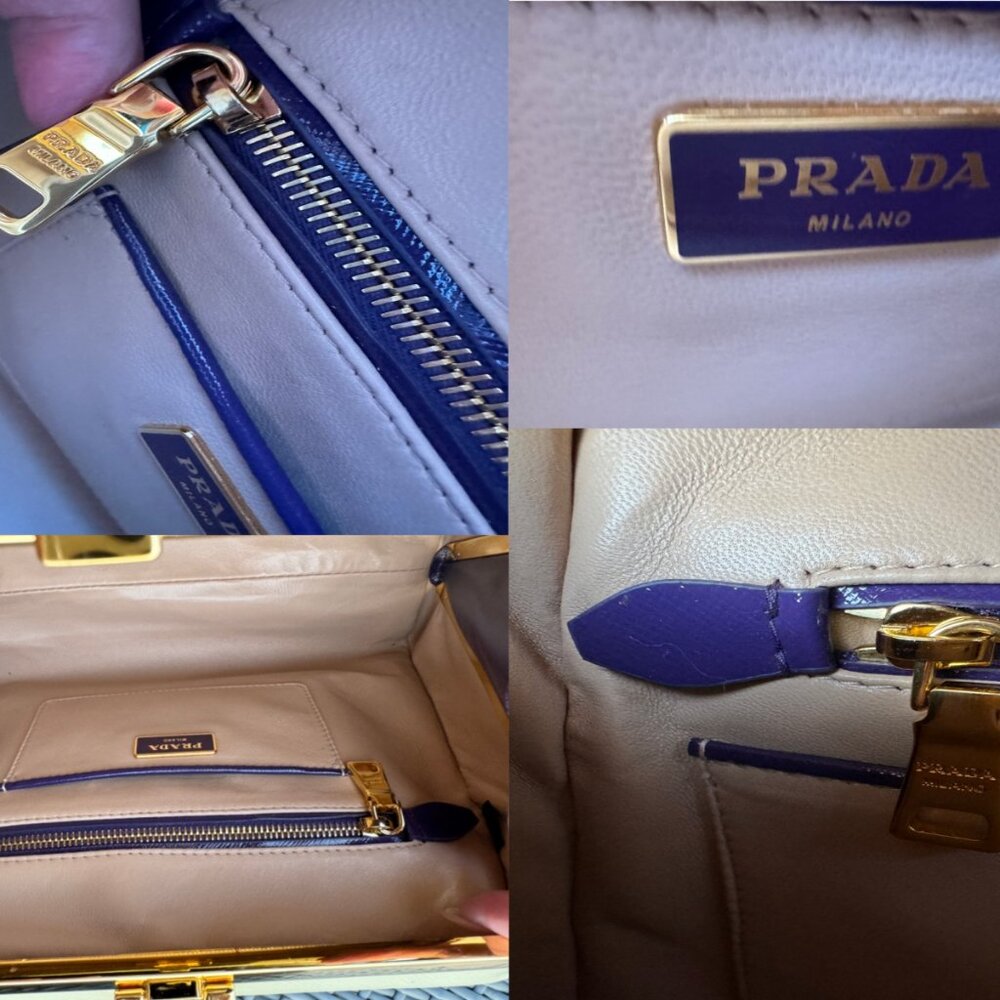 PRADA 100% Authentic  Saffiano Vernice Frame Top Bag - Picture 10 of 17